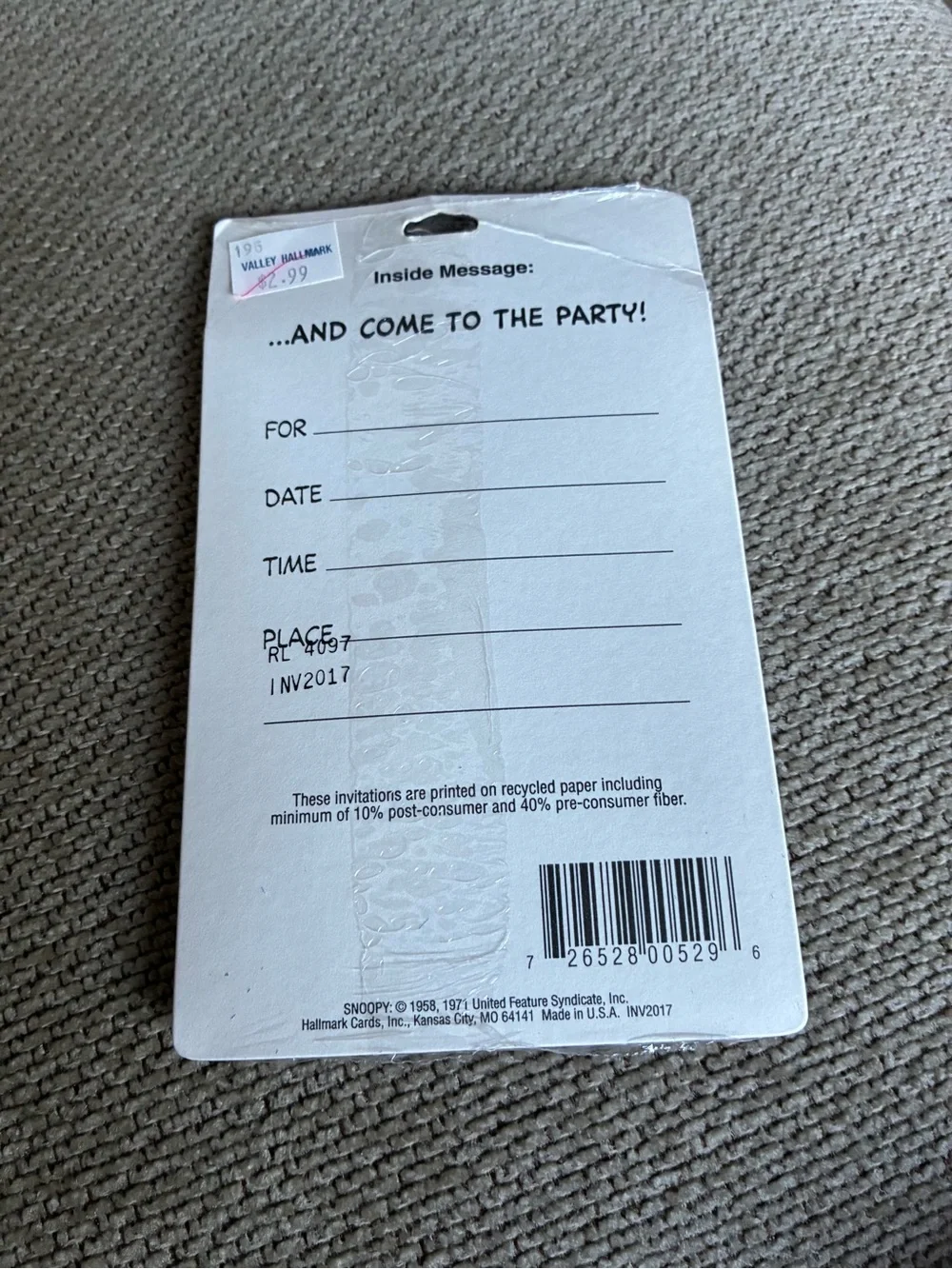 Peanuts 'Be Cool' Snoopy Invitations Pack